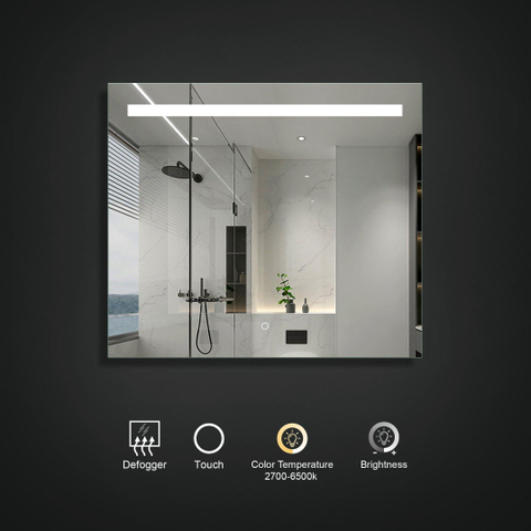Arcqua Cube spiegel – 90x70 cm – LED-verlichting – spiegelverwarming, dimbaar – Naturel SW1223227