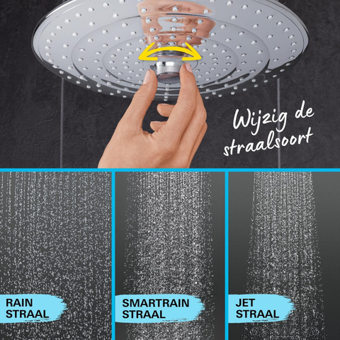 Grohe Vitalio Joy ensemble de douche pluie apparent – thermostatique – douche de tête Ø 26 cm à 3 jets – douchette 3 jets – chrome SW568371
