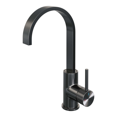 Brauer Gunmetal carving Mitigeur de lavabo sur plage - haut - orientable - bec plat - modèle a - PVD - gunmetal brossé SW715811