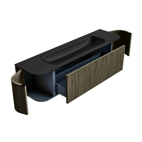 Mondiaz KURVE Badkamermeubelset - 170x46x40cm - 1 lade - 2 deuren - wastafel solid surface - midden - 1 kraangat - Shadow SW1414270