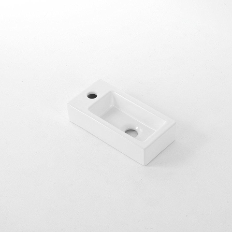QeramiQ Fuente pack lave-mains – 37,5 x 18,5 x 9 cm – perçage à gauche – robinet cuivre brossé SW1232768
