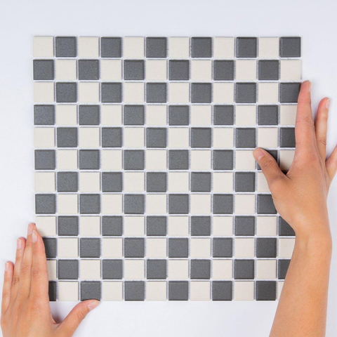 The Mosaic Factory London mozaïektegel - 31x31cm - 6mm - vierkant - R11 - mat chessboard (wit) SW105479