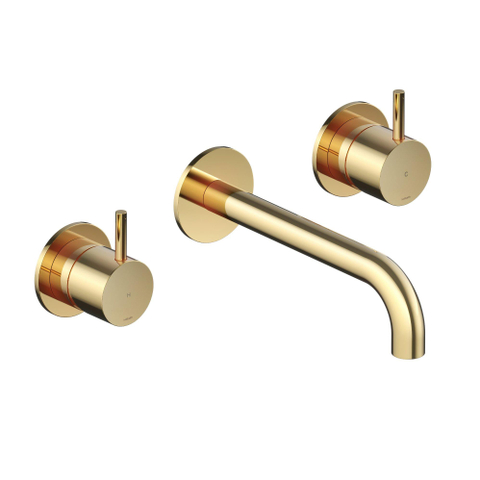 Hotbath Cobber afbouwdeel met inbouwdeel wastafelmengkraan 3 gats en 18 cm uitloop gepolijst messing SHOWROOMMODEL OUTLETSTORE STORE38942