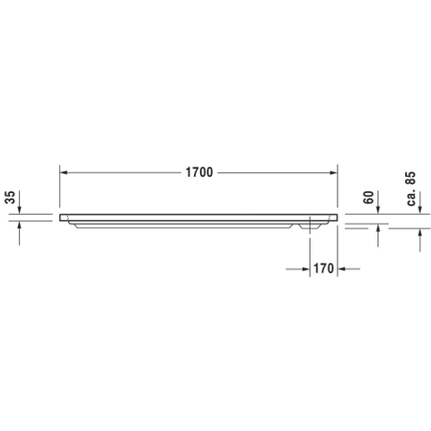 Duravit D-code Kunststof douchebak acryl rechthoekig - zonder paneel - 170x75cm - met afvoergat - diameter 90mm - wit 0295850