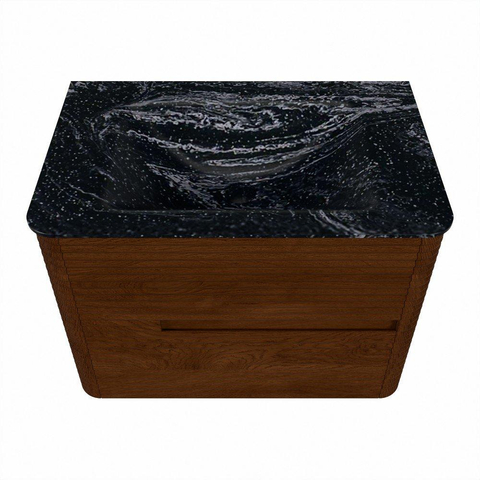 Mondiaz CIRO-DLUX Meuble de salle de bains - 70x45x50cm - Vasque solid surface Lava - 1 cuve au centre - 1 trou de robinet - 2 tiroirs - Ruby SW1531572