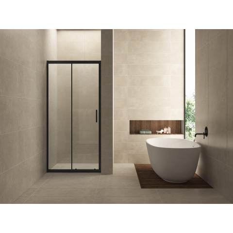 Wiesbaden Skyline Nis schuifdeur - 110x200cm - 8mm - nano helder glas - mat zwart SW545113