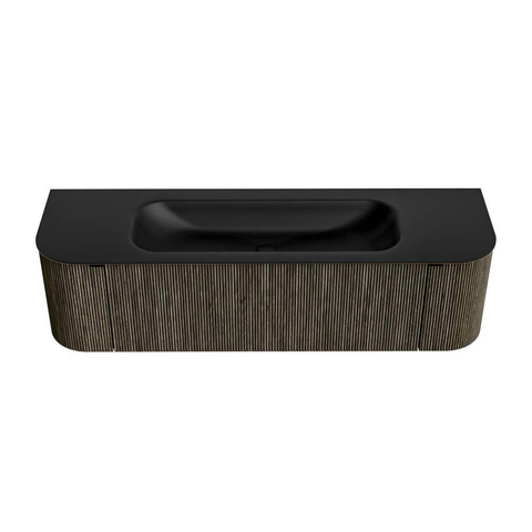 Mondiaz KURVE Ensemble de meuble de salle de bains - 160x46x40cm - 1 tiroir - 2 portes - lavabo solid surface - centre - 1 trou de robinet - Shadow SW1414264