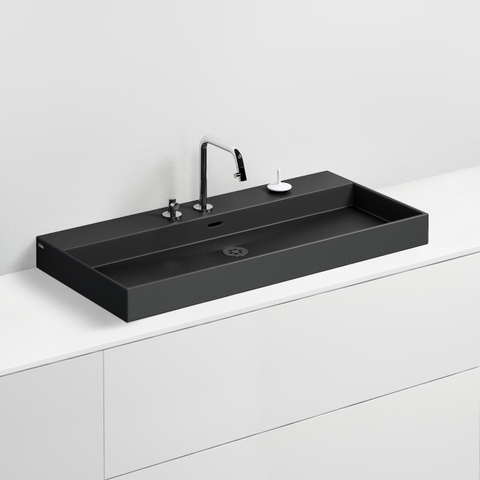 Clou Wash Me lavabo 90x42x8cm sans bonde Céramique Noir mat SW440844