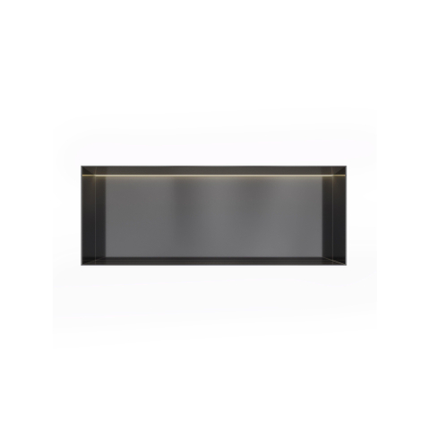 Hotbath &MORE Inbouwbox of inbouwnis - 30x80x10 - frameless + LED - PVD - geborsteld zwart SW1246611
