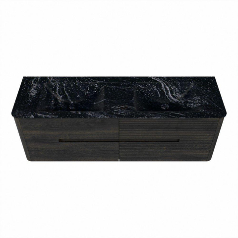Mondiaz CIRO-DLUX Badkamermeubelset - 150x45x50cm - Solid surface wastafel Lava - 2 wasbak Dubbel - 2 kraangaten - 4 lades - Shadow SW1532494