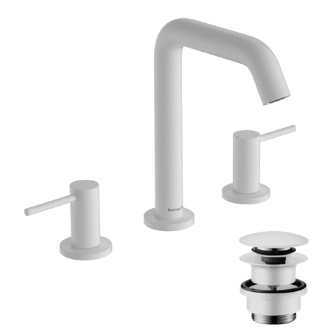 Hansgrohe Tecturis s Wastafelkraan - mengkraan - rond - 15.6cm uitloop - 3-gats - mat wit SW918667