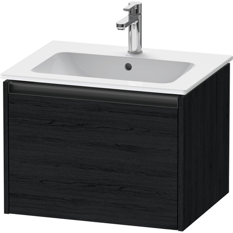 Duravit Ketho.2 Wastafelonderbouwkast - met 1 lade - 61x48x44cm - met greep antraciet - eiken zwart mat SW772292