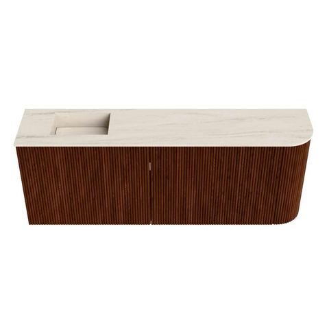 Mondiaz JOYA-DLUX 111.6cm toiletmeubel - ronding rechts kleur Ruby - Wastafel FAYE positie Links 1 kraangat kleur Meli. SW1425388
