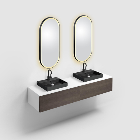 Clou Look at Me miroir – ovale – 45 x 100 cm – LED indirecte tout autour – Noir mat SW636634