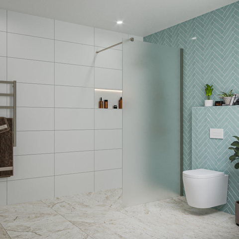 Fortifura Galeria inloopdouche - 100x200cm - mat - glas - wandarm - PVD - geborsteld gunmetal (antraciet) SW876846