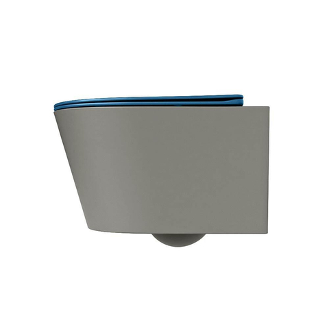 Mondiaz LAVIE hangtoilet – spoelrandloos – 36 x 53 cm – met softclose zitting – Smoke (lichtbruin), zitting Jeans (blauw) SW1208643