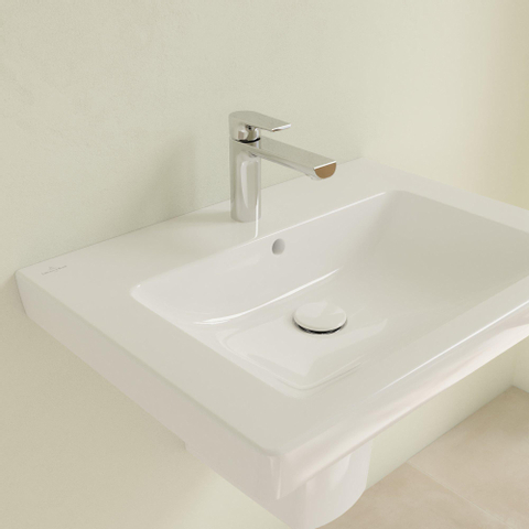 Villeroy & Boch Subway 2.0 wastafel - 65x47cm - 1 kraangat - met overloop CeramicPlus - White Alpine (glans wit) 1024071