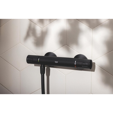 Grohe Precision Start Douchekraan - thermostatisch - zonder omstel - koppelingen - HOH=15cm - matte black (mat zwart) SW924682
