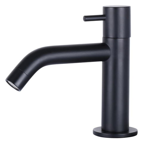 Differnz Cleo kit lave-mains - 30x30x10cm - quart de rond - 1 trou de robinet - robinet courbé noir mat - céramique blanche SW373125