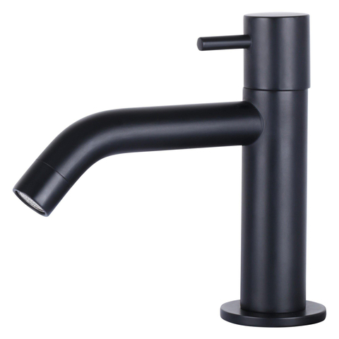 Differnz Force Set lave-mains 40x22x8cm 1 trou avec robinet courbé et siphon + bonde noir mat Rectangulaire Céramique Blanc SW373202