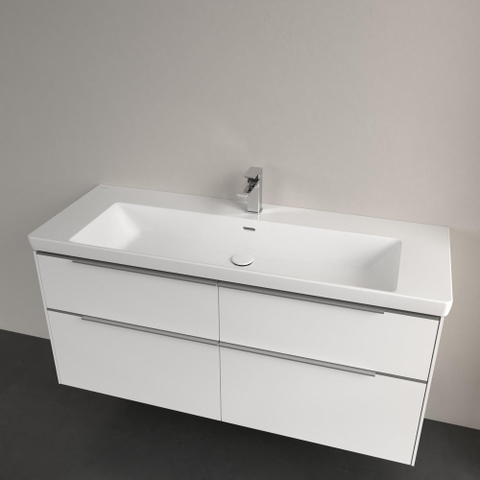 Villeroy & Boch Subway 3.0 meubelwastafel - 130x47x17cm Rechthoek - 1 kraangat - met overloopgat CeramicPlus - White Alpine (glans wit) SW702138