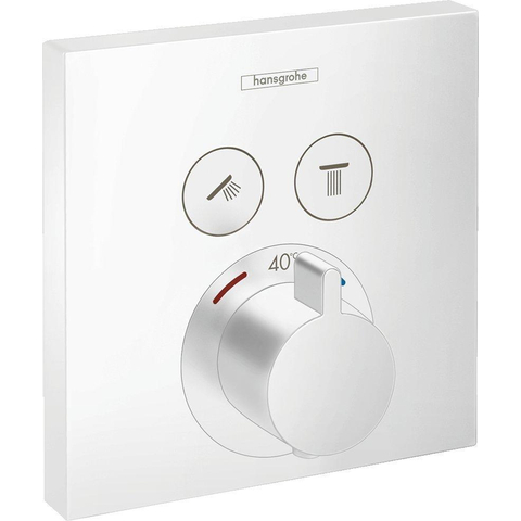 Hansgrohe Showerselect Kit de garniture pour mitigeur thermostatique avec 2 fonctions de douche et vanne marche/arrêt blanc SW297640