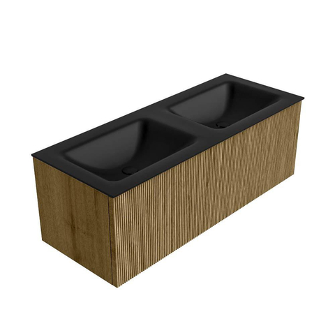 Mondiaz KURVE Ensemble meuble de salle de bains - 120x46x40cm - 1 tiroir - lavabo solid surface - double - sans trou de robinet - Dusk SW1414819