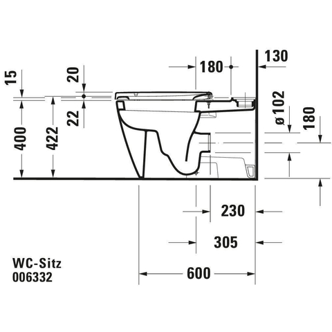 Duravit Universeel WC-zitting - 37x50x3.7cm Polypropyleen - wit 0314236