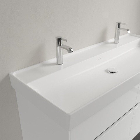 Villeroy & Boch Collaro meubelwastafel - 120x47cm - zonder overloop - 2 kraangatenen - Stone White (mat wit) SW358331