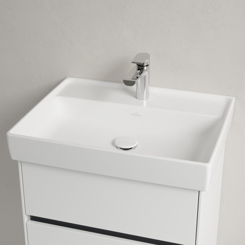 Villeroy & Boch Collaro wastafel - 60x47cm - zonder overloop - 1 kraangat CeramicPlus - Stone White (mat wit) SW358312