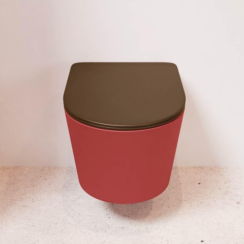 Mondiaz LAVIE WC suspendu – sans bride – 36 x 53 cm – avec abattant softclose – Fire (rouge), abattant Rust (brun) SW1208699