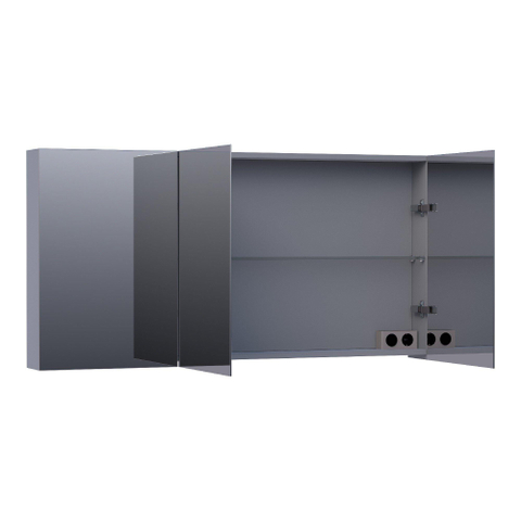 BRAUER Impress armoire de toilette – 139 x 70 x 15 cm – 3 portes, portes-miroir double face – Gris mat SW392980