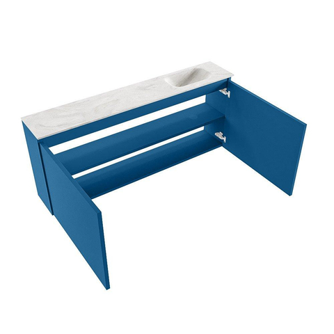 MONDIAZ TURE-DLUX Meuble de toilettes 120 cm Jeans. Lavabo EDEN Ostra position à droite. Avec 1 trou de robinet. SW1104926