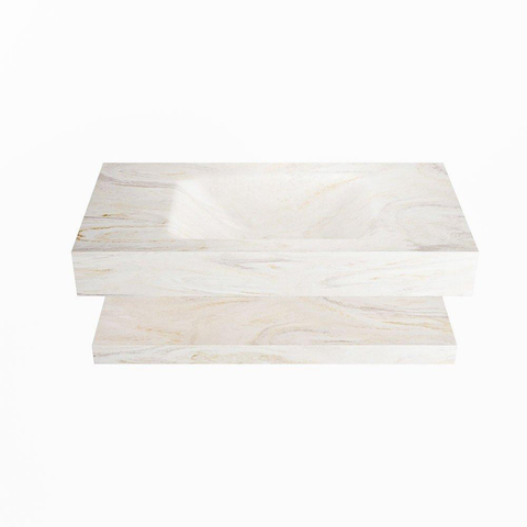 Mondiaz ALAN-DLUX Ensemble de meuble - 90cm - meuble Ostra mat - 0 tiroirs - Lavabo Cloud Ostra suspendu - vasque Centre - 0 trous de robinet SW809320