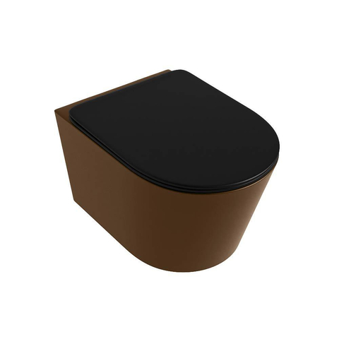 Mondiaz LAVIE hangtoilet – spoelrandloos – 36 x 53 cm – met softclose zitting – Rust (bruin), zitting Urban (zwart) SW1208747