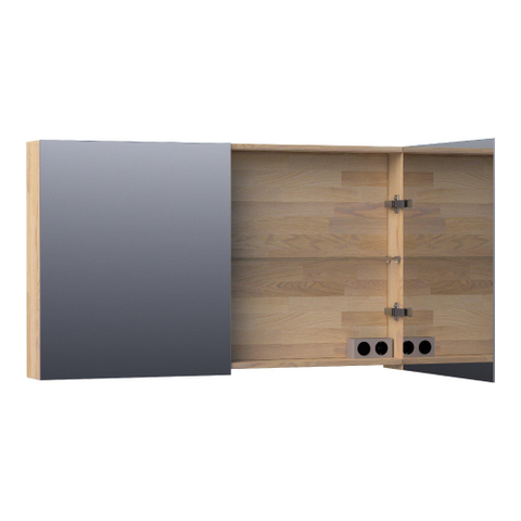 BRAUER Impress armoire de toilette – 119 x 70 x 15 cm – 2 portes, portes-miroir double face – Chêne gris SW393035