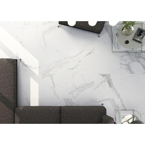 ÉCHANTILLON Terravito Alpuro carreau mural et de sol - 60x60cm - 9mm - Carré - rectifié - Effet marbre - Blanc/noir mat SW736265