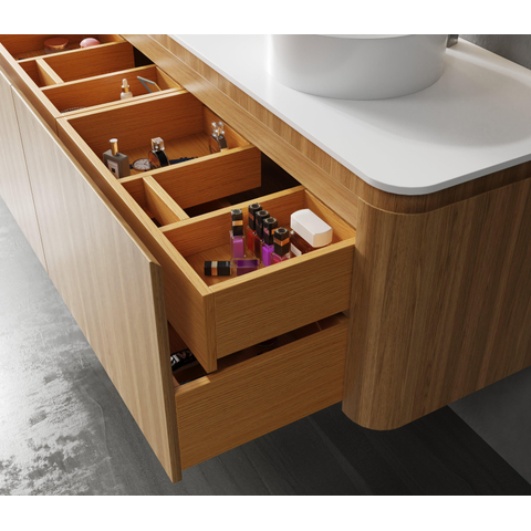 Royal Plaza Terra Meuble sous-lavabo - 140 cm - 4 tiroirs - coins arrondis - sandwood (chêne clair) SW1174103
