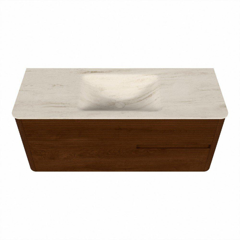 Mondiaz CIRO-DLUX Badkamermeubelset - 120x45x50cm - Solid surface wastafel Meli - 1 wasbak Midden - zonder kraangaten - 2 lades - Ruby SW1531771