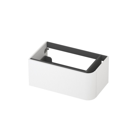 INK Concept R Meuble sous-lavabo - 80x45x35cm - 1 tiroir - poignées en applique - fraisé - angle arrondi à droite - MDF laqué - blanc mat SW1405781