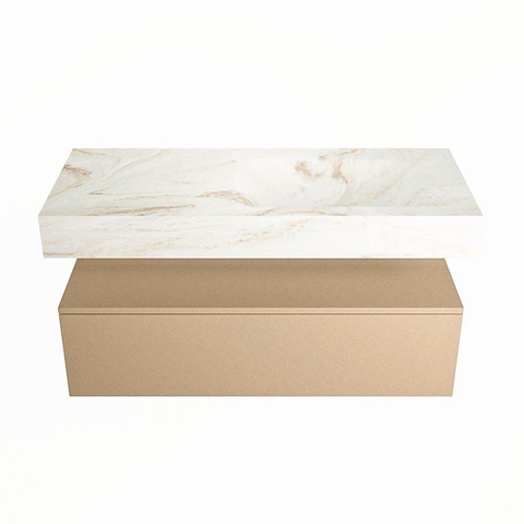MONDIAZ ALAN - DLUX Badkamermeubelset - 110cm - onderkast - Oro - 1 lade - vrijhangende wastafel - wasbak rechts - 1 kraangat - Frappe SW805305