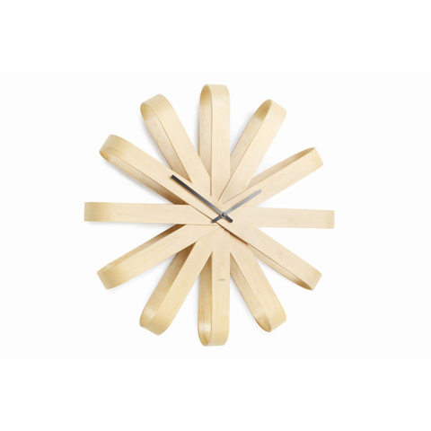 Horloge murale Umbra Ribbonwood 51x51x10cm en bois d'Aspen naturel SW539254