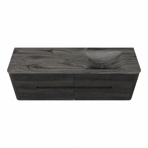 Mondiaz CIRO-DLUX Badkamermeubelset - 150x45x50cm - Solid surface wastafel Sombra - 1 wasbak Rechts - zonder kraangaten - 4 lades - Shadow SW1532776