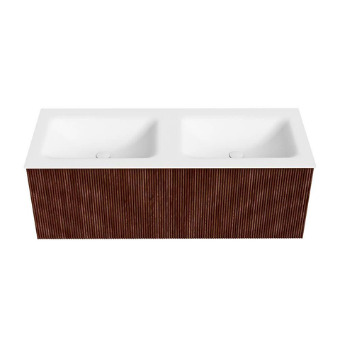 Mondiaz KURVE Ensemble de meuble de salle de bains - 120x46x40cm - 1 tiroir - lavabo solid surface - double - sans trou de robinet - Ruby SW1416112