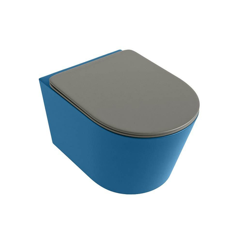 Mondiaz LAVIE hangtoilet – spoelrandloos – 36 x 53 cm – met softclose zitting – Jeans (blauw), zitting Smoke (lichtbruin) SW1208730