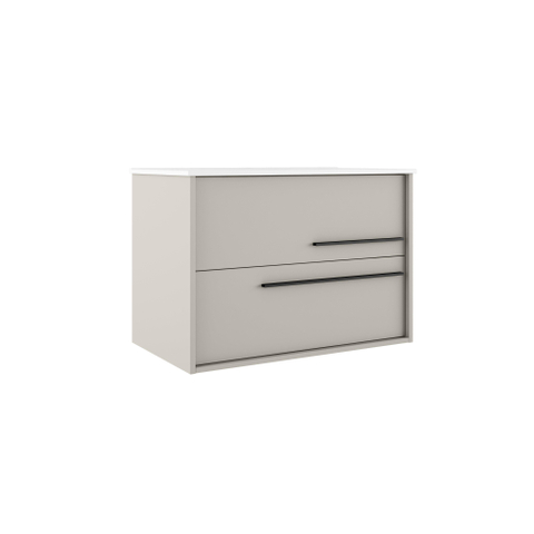 Saniclass Prime Essential Wastafelonderkast - 100x55x46cm - 2 lades - Standaard greep - MDF - mat cotton (beige) SW892667