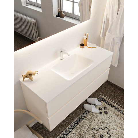 MONDIAZ VICA Ensemble de meuble salle de bain - 120cm - 2 tiroirs - lavabo Cloud central - 1 trou de robinet - solid surface lin SW411020