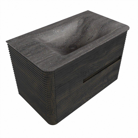 Mondiaz CIRO-DLUX Ensemble de meubles de salle de bains - 80x45x50cm - lavabo solid surface Oza - 1 vasque milieu - sans trous de robinet - 2 tiroirs - Shadow SW1532615
