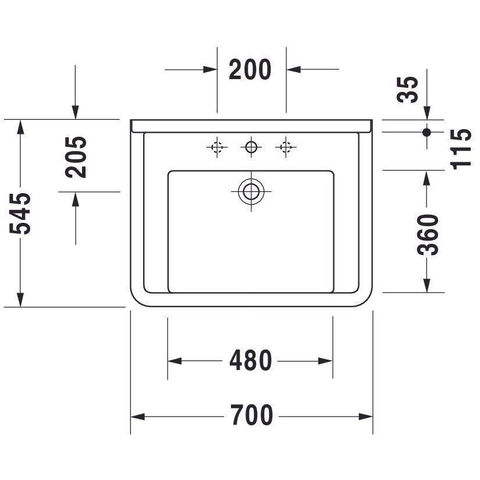 Duravit Starck 3 Vital wastafel - 70x54.5cm - met wondergliss - wit 0316326