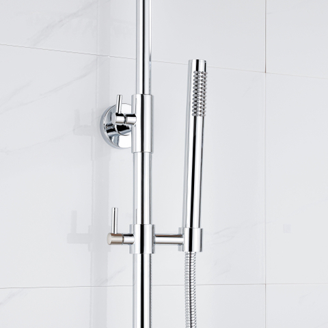 Fortifura Calvi Regendoucheset - thermostatisch - 30cm - hoofddouche - metalen slang - staaf handdouche - hoogglans chroom SW1204424